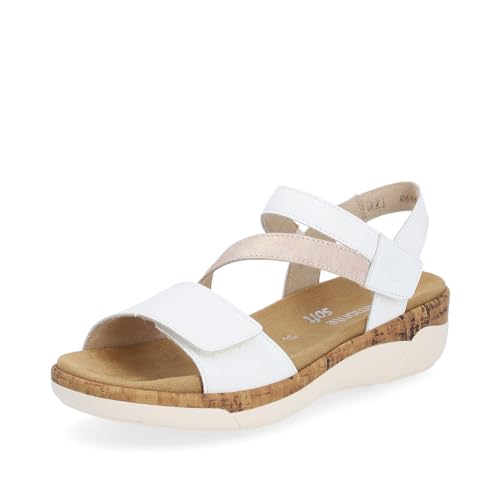 Remonte Damen Riemchensandalen R6860, Frauen Sandalen,lose Einlage,flach,sommerschuhe,freizeitschuhe,offene schuhe,strandschuhe,weiss kombi (80),41 EU von Remonte