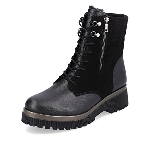 Remonte Damen Schnürstiefeletten D1B73, Frauen Stiefeletten,lose Einlage,gefüttert,Stiefel,Bootee,Booties,halbstiefel,schwarz,40 EU / 6.5 UK von Remonte