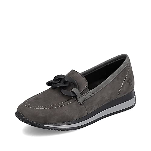 Remonte Damen Slipper D0H10, Frauen Slip On,lose Einlage,Schlupfschuhe,schluepfschuhe,Slip-ons,freitzeitschuhe,offener,einschlupf,grau,42 EU / 8 UK von Remonte