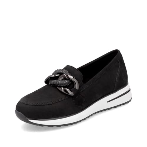 Remonte Damen Slipper D1G11, Frauen Slip On,lose Einlage,Mokassins,Halbschuhe,Slip-ons,Slides,Schlupfschuhe,schluepfschuhe,Loafer,schwarz (02),43 EU von Remonte