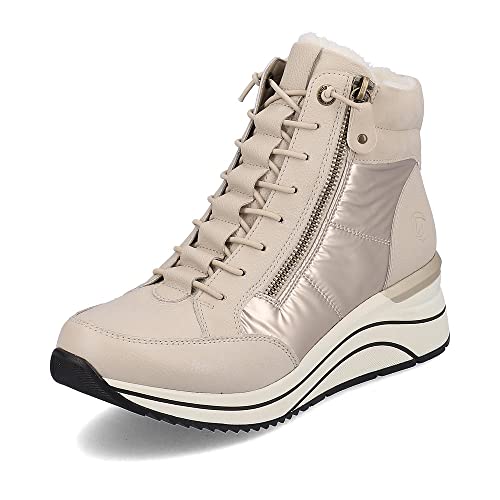 Remonte Damen Sneaker D0T72, Frauen Schnürschuhe,lose Einlage,schnürer,Sneaker,Halbschuhe,Freizeitschuhe,Plateau-Sohle,beige Kombi,39 EU / 6 UK von Remonte