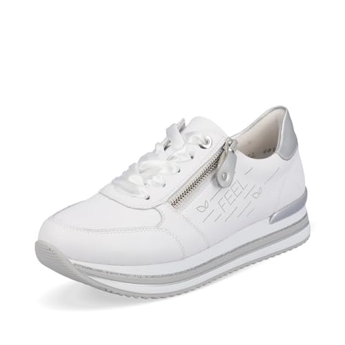 Remonte Damen Low-Top Sneaker D1313, Frauen Halbschuhe,lose Einlage,Strassenschuhe,Sportschuhe,Freizeitschuhe,Turnschuhe,Weiss Kombi (82),37 EU von Remonte