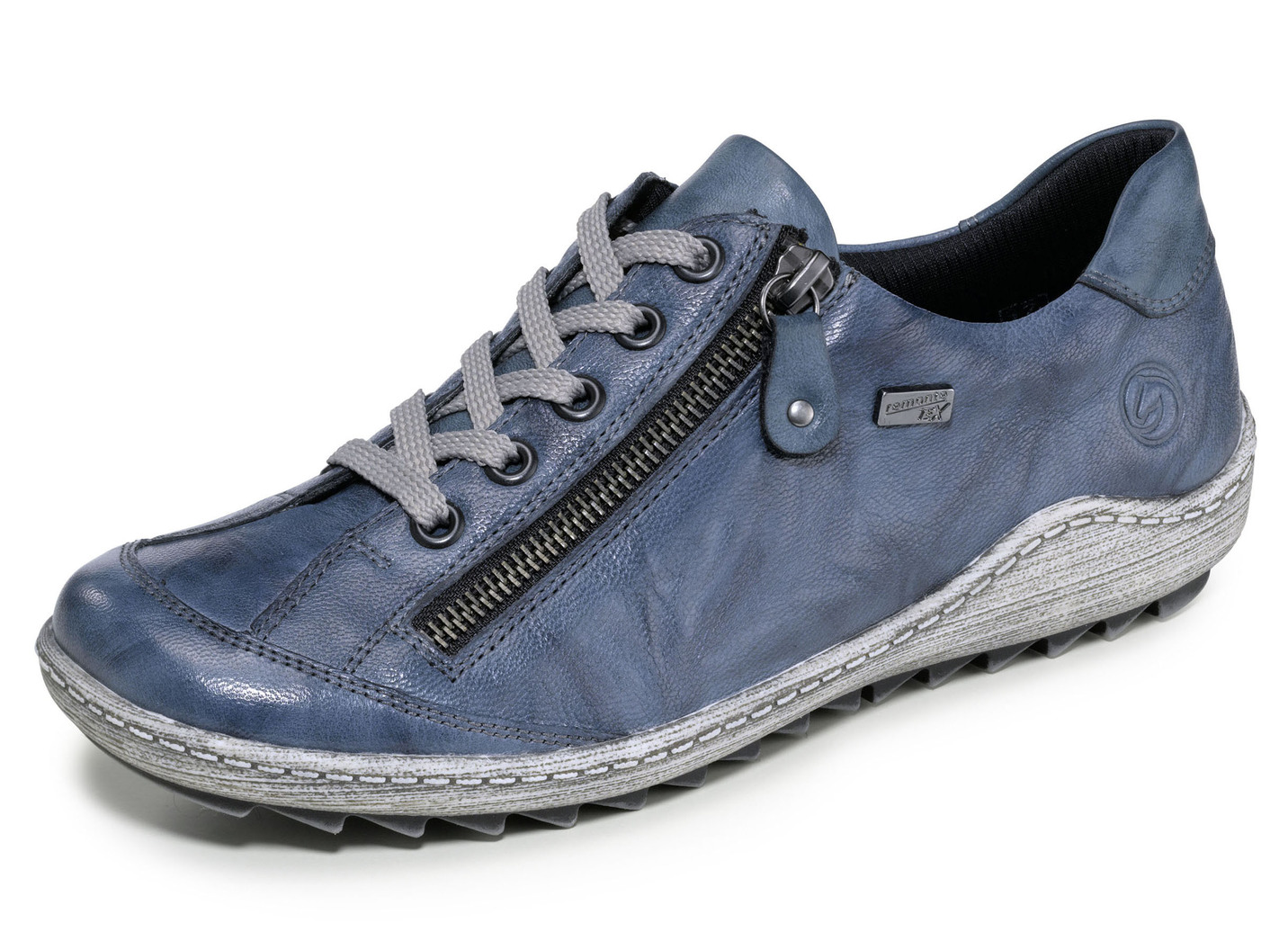 Remonte Schnür-Sneaker mit Knitter-Struktur, Blau, Größe 38 von Remonte