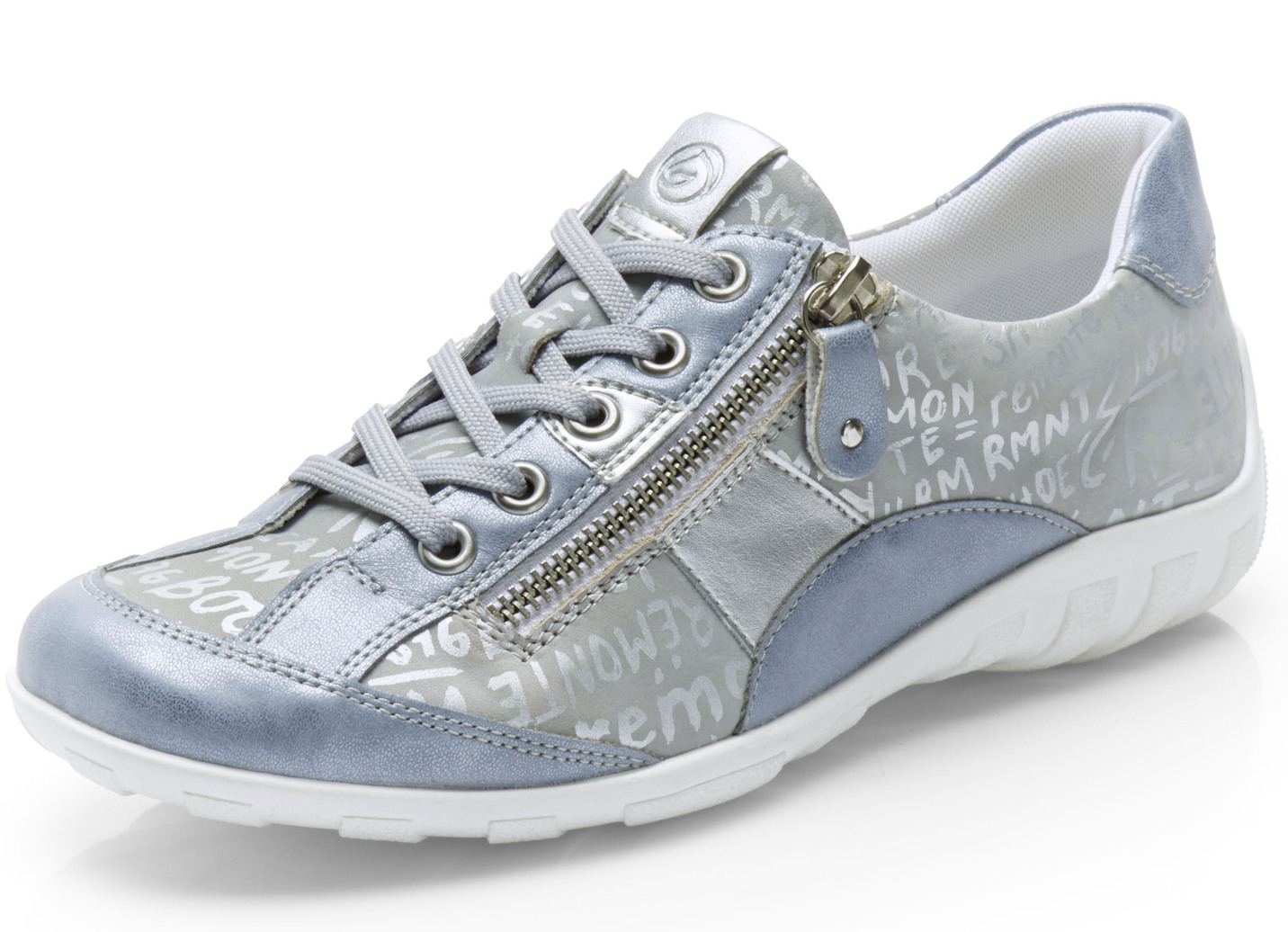 Remonte Sneaker mit  bedruckten Besätzen, Hellblau-Silber, Größe 38 von Remonte
