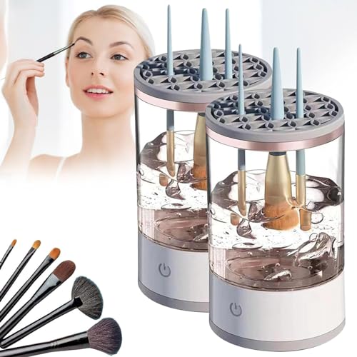 Elektrischer Make-up-Pinsel-Reiniger, 2 Stück, Kosmetikpinsel-Reiniger, automatisch drehende Make-up-Pinsel-Reiniger für Mädchen und Frauen, passend für alle Make-up-Pinsel (2 Stück) von Remorui