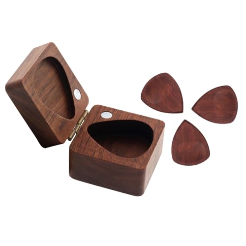 Remorui Guitar Instrument Supplies Guitar Picks Organizer Wooden Guitar Picks Holder Storage Box Lightweight Portable Handcrafted Guitar Picks Case Container, B von Remorui