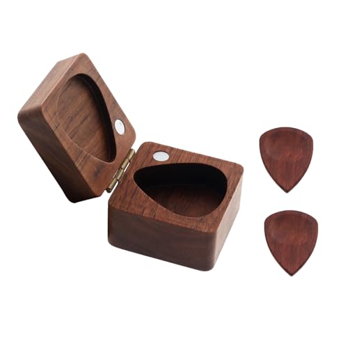 Remorui Guitar Instrument Supplies Guitar Picks Organizer Wooden Guitar Picks Holder Storage Box Lightweight Portable Handcrafted Guitar Picks Case Container, D von Remorui