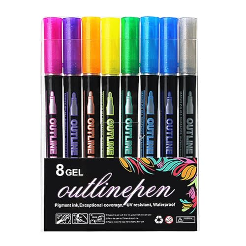 Remorui Hochwertige Glitzer-Marker, sicher für Kinder, buntes Marker-Set, Metallic-Stifte für Teenager, schnell trocknend, glatt fließend, Spaß, Kritzeleien, Zeichenzubehör, 8/12/24, 8 Stück von Remorui