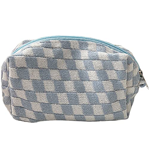 Remorui Make-up Organizer Mehrzweck gestrickter Reiß Verschluss Kosmetik Tasche mit großer Kapazität quadratisch Blau von Remorui