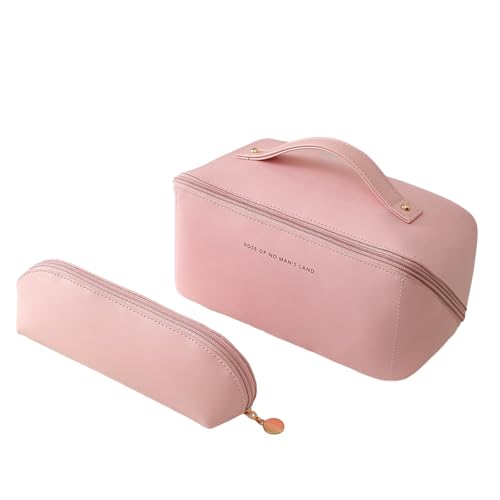 Remorui Reise-Make-up-Koffer, große Kapazität, Kulturbeutel, Organizer, 1 Set, Kosmetiktasche, mehrere Taschen, wasserdicht für Zuhause, rose, 2pcs von Remorui