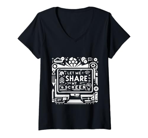 Damen Let Me Share My Screen Remote Meetings Angestellte ||- T-Shirt mit V-Ausschnitt Damen Let Me Share My Screen Remote Meetings Angestellte ||- T-Shirt mit V-Ausschnitt von Remote -Berufsarbeiterin