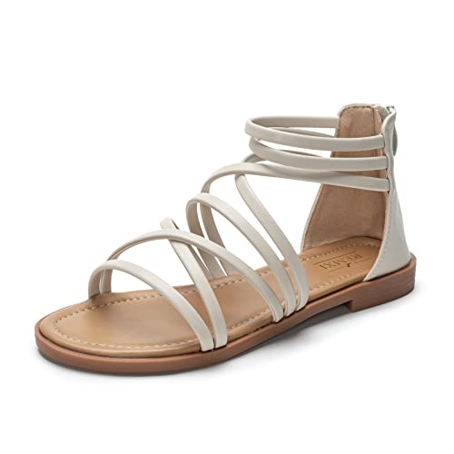 Remxi Frauen Sommer Casual Sandalen Gladiator Mode Flache Sandalen Beige 42 von Remxi