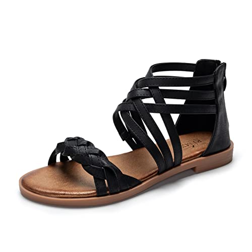 Remxi Frauen Sommer Casual Sandalen Gladiator Mode Flache Sandalen Black 38 von Remxi