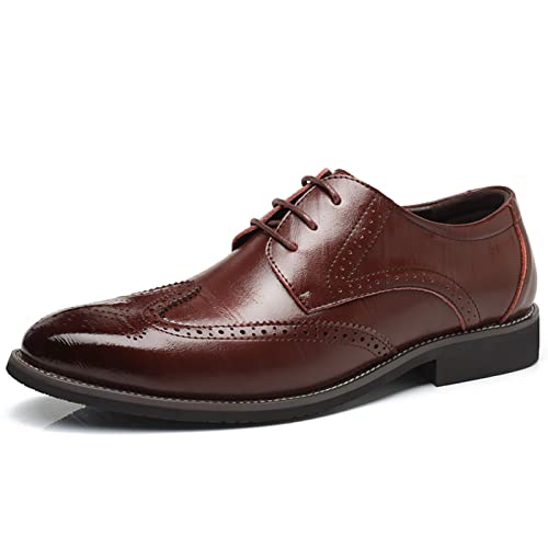 Herren Brogues Klassische Oxford-Anzugschuhe, formelle Business-Brogues-Derby-Schnürschuhe für Herren, braun, 47 EU von Remxi