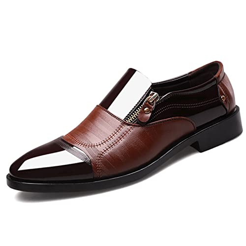 Herren Schnürhalbschuhe Mokassins Schuhe Lederschuhe Slip On Bussnis Loafers Slipper Schuhe Braun 43 EU von Remxi