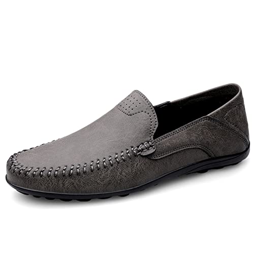 Remxi Herren Mokassins Slippers Lederschuhe Slip On Penny Loafers Fahren Klassische Bussnis Derby Oxford Schuhe Grau 45 EU von Remxi