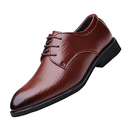 Remxi Herren Loafer Formal Dress Schuhe Matte Obermaterial Party Schuhe für Männer Lace-up Schuhe Braun 42 von Remxi