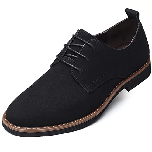 Herren Wildlederschuhe Kleid Schuhe Klassische Oxford-Mode Schnürschuhe Derby Schuhe, Schwarz , 42 2/3 EU von Remxi