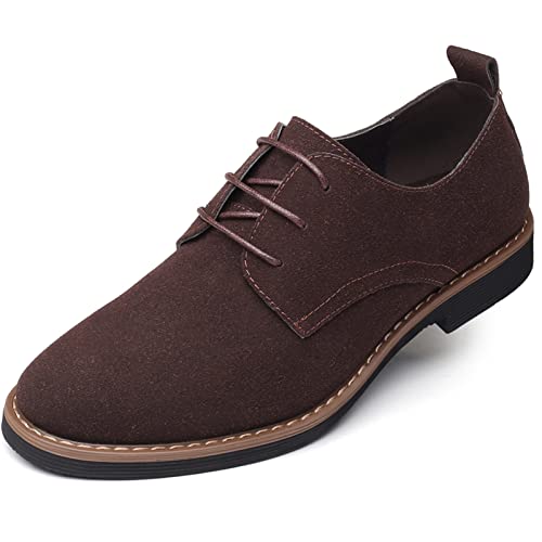 Herren Wildlederschuhe Kleid Schuhe Klassische Oxford-Mode Schnürschuhe Derby Schuhe, braun, 42 1/3 EU von Remxi