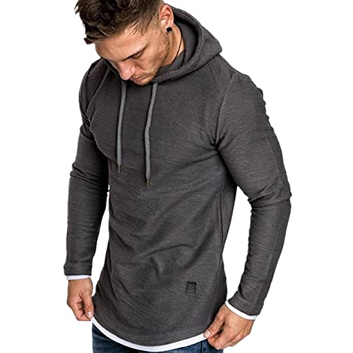 Remxi Herren Kapuzenpullover Basic Sweatshirt Pullover Freizeit Fitness Hoodie Langarm T-Shirts SolidGrau M von Remxi