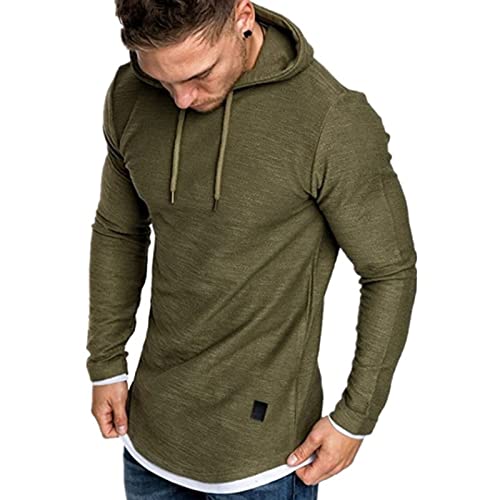 Herren Kapuzenpullover Basic Sweatshirt Pullover Freizeit Fitness Hoodie Langarm T-Shirts SolidGrün XL von Remxi