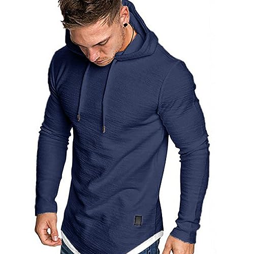 Remxi Herren Kapuzenpullover Basic Sweatshirt Pullover Freizeit Fitness Hoodie Langarm T-Shirts SolidNavy XL von Remxi