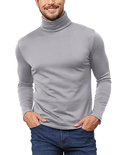 Remxi Herren Rollkragenpullover Gestrickt Pullover Warm Basic Oberteile Schlanke Passform Langärmelig Baumwolle Wolle Grau XL von Remxi