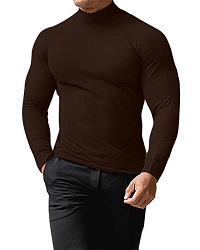 Remxi Herren Rollkragenpullover Roll Neck Pullover Slim Fit Pullover Casual Langarm Tops Pullover Braun M von Remxi