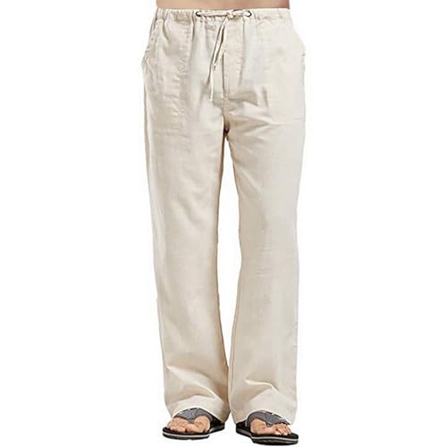 Remxi Leinenhose für Herren, Sommer, Strand, leicht, elastisch, Yogahose, kaki, L Remxi Leinenhose für Herren, Sommer, Strand, leicht, elastisch, Yogahose, kaki, L von Remxi