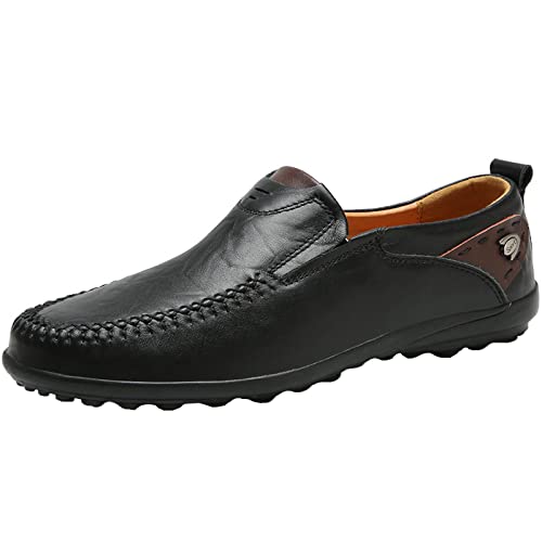 Remxi Schuhe für Männer Keine Schnürsenkel Herren Loafers Schuhe flach Slip On Mokassin Business Schuhe Schwarz 45 von Remxi