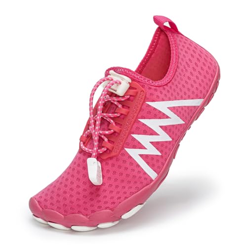 Unisex Barfußschuhe Damen Herren Wasserschuhe Aquaschuhe Schwimmschuhe Beach Pool Surfschuhe Rosa 36 von Remxi