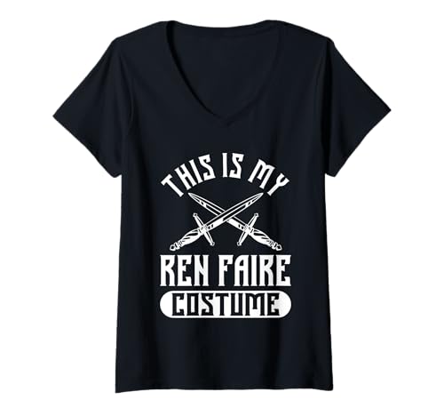 Damen This Is My Ren Faire Costume Funny Design T-Shirt mit V-Ausschnitt von Ren Faire Costume Humor Medieval Men Women Kids