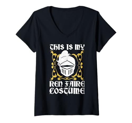 Damen This Is My Ren Faire Costume Funny Design T-Shirt mit V-Ausschnitt Damen This Is My Ren Faire Costume Funny Design T-Shirt mit V-Ausschnitt von Ren Faire Costume Humor Medieval Men Women Kids