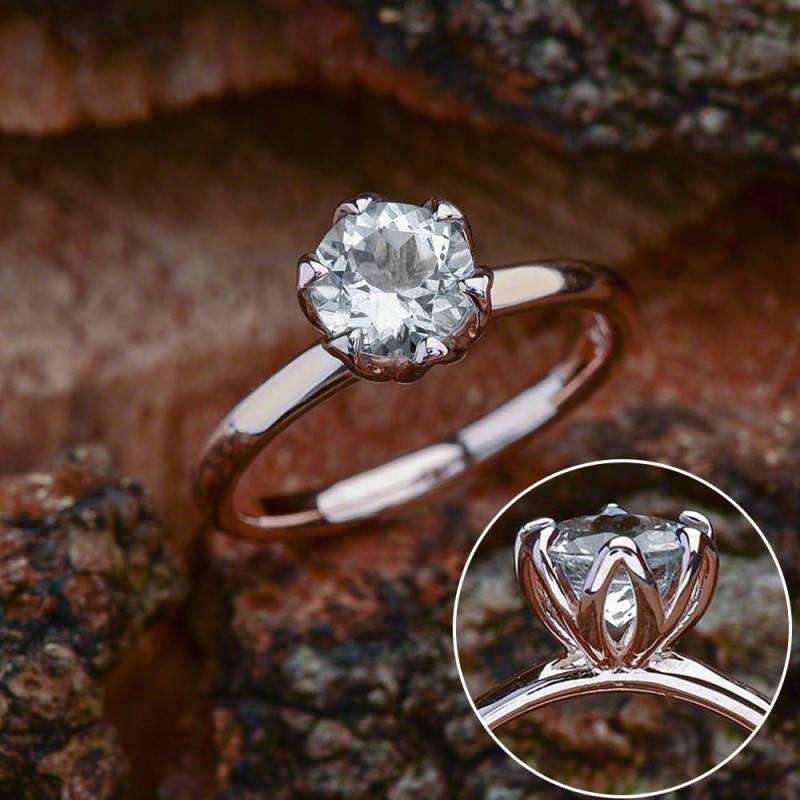 Lab Grown Engagement Ring Rose Gold/Tulpe Verlobungsring Mit Labradorit Labgrown - Rundschliff von RenBijoux