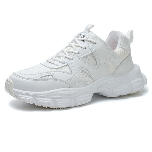 RenDiuJups Damen Sicherheitsschuhe Leicht mit Stahlkappe – Leichte & Atmungsaktive Arbeitsschuhe – Rutschfeste Schutzschuhe für Bau, Handwerk und Industrie(White,39 EU) von RenDiuJups