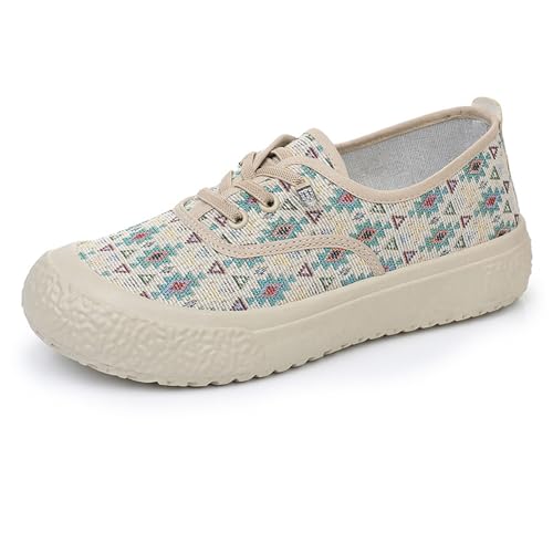 RenDiuJups Damen Slip-On Canvas Espadrilles Atmungsaktive Fischerschuhe Low-Cut Casual Loafers Bequeme Plateau Slip-On Flats, Leichte Schlupfschuhe for Damen(Green,37 EU) von RenDiuJups