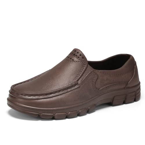 RenDiuJups Kochschuhe Anti-Rutsch Ölresistent Bequeme Küchenschuhe mit EVA-Sohle - Leichte Arbeitsschuhe für Köche Atmungsaktive Sicherheitsschuhe in Großgrößen Berufsschuhe für Gastro(Brown,41 EU) von RenDiuJups