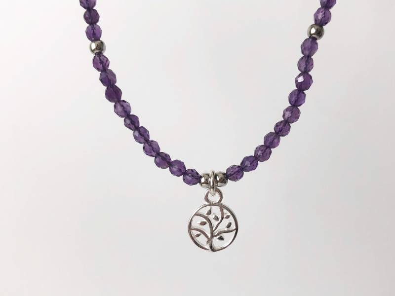 Amethyst Kette Mit Dem Baum Des Lebens, 925 Silber von RenaPearls