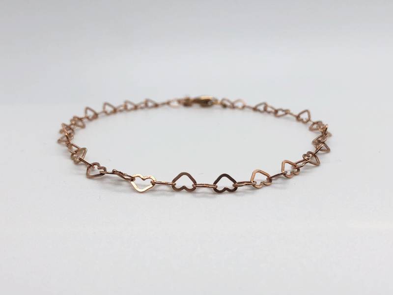 Gliederarmband Mit Herzen, 925 Silber, Rosevergoldet von RenaPearls