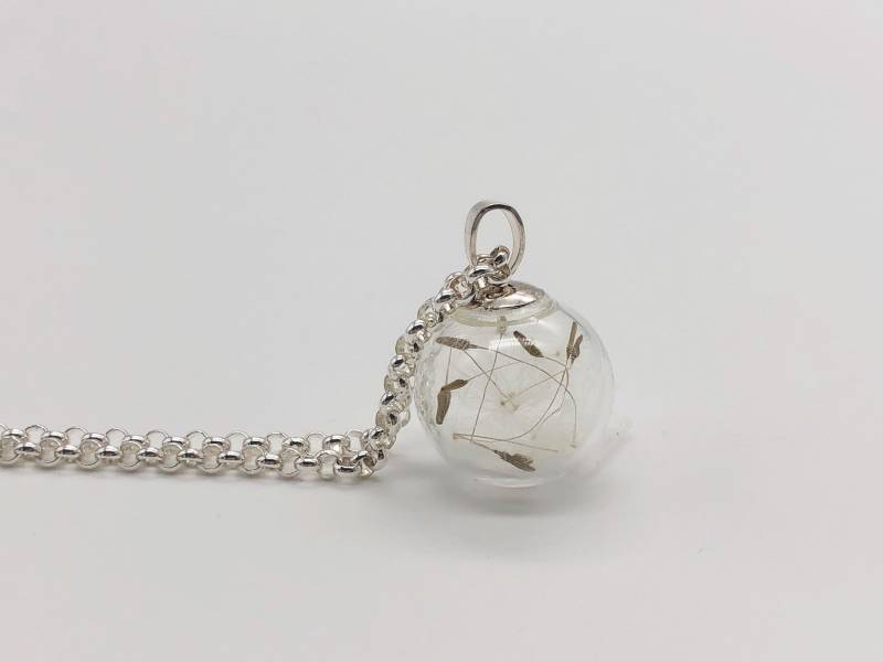 Silberkette Mit Pusteblumensamen - Echt Silber Halskette Miniglasperle Naturschmuck Geschenk Für Sie von RenaPearls