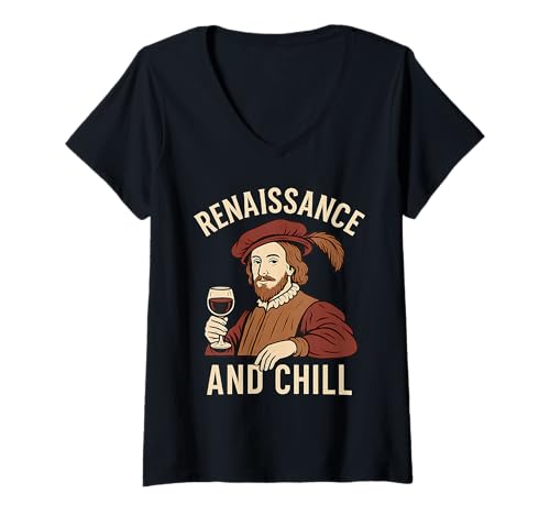Damen Renaissance and Chill Mittelalterliche Faire Festival Rüstung T-Shirt mit V-Ausschnitt Damen Renaissance and Chill Mittelalterliche Faire Festival Rüstung T-Shirt mit V-Ausschnitt von Renaissance Fair Ren Chill