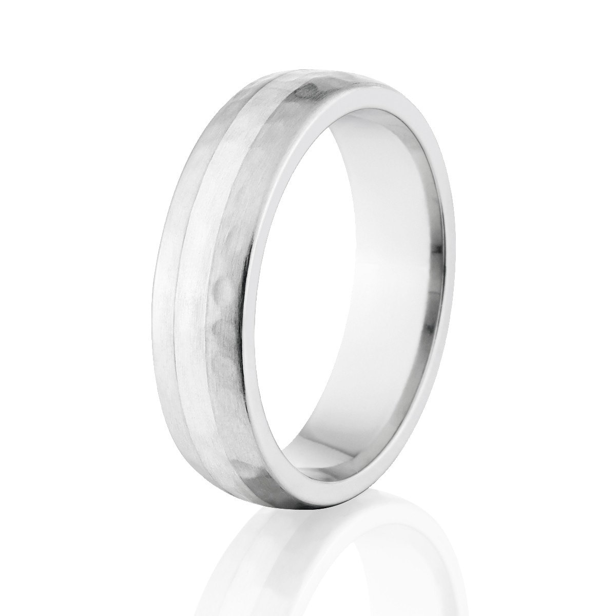 Gehämmerter Kobalt Chrom Ring Mit Silber Inlay - Usa Made Trauring von RenaissanceJewelry
