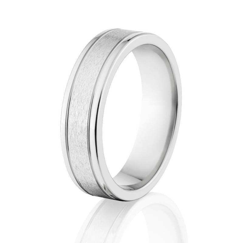 Kobalt-Chrom Ehering, 6 Mm Flaches Design Mit Stein-Finish, Herrenschmuck von RenaissanceJewelry