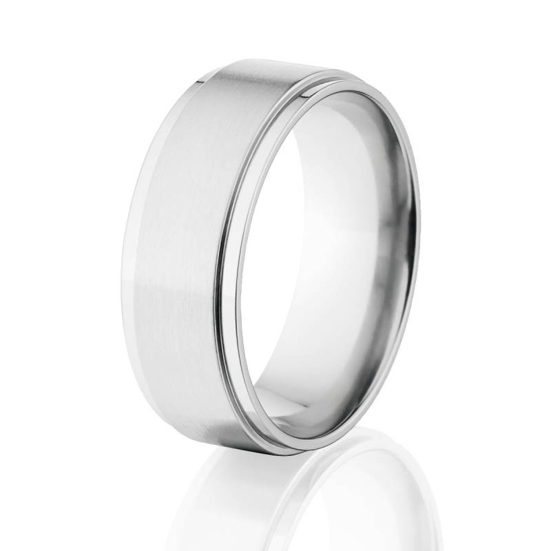 Kobalt-Chrom-Herrenring, 8 Mm Gebürsteter Und Polierter Comfort Fit Ring von RenaissanceJewelry