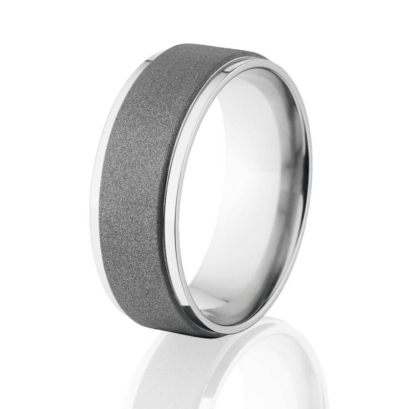 Kobalt-Chrom-Hochzeitsring, 8 Mm Zweifarbiges Sandstrahl-Finish, Comfort Fit Herrenschmuck von RenaissanceJewelry