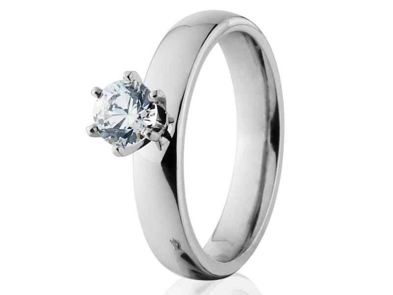 Kobalt-Chrom-Verlobungsring, Polierte Oberfläche Cob-4Hr-Round-Prongset von RenaissanceJewelry