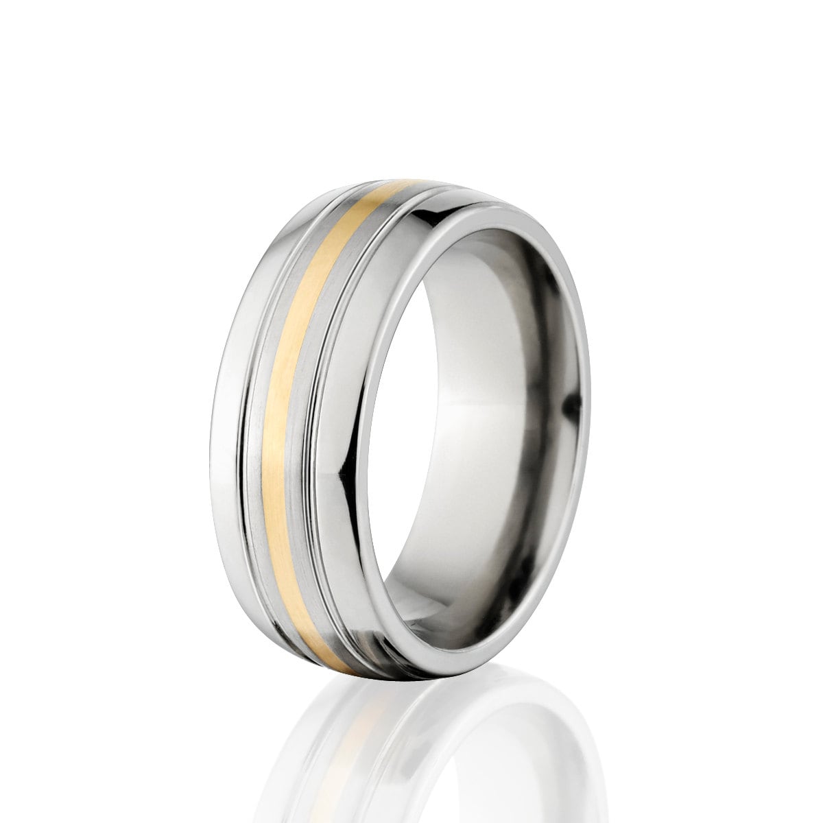 Polierter Kobalt Ring Mit 14K Gelbgold Inlay - Hergestellt in Den Usa von RenaissanceJewelry
