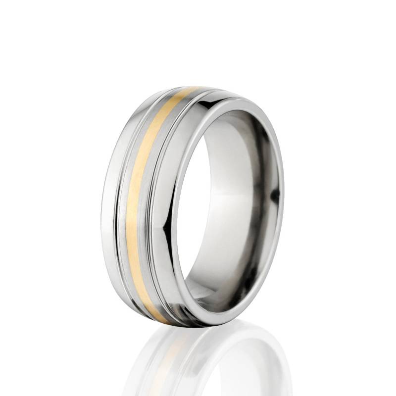 Polierter Kobalt Ring Mit 14K Gelbgold Inlay - Hergestellt in Den Usa von RenaissanceJewelry