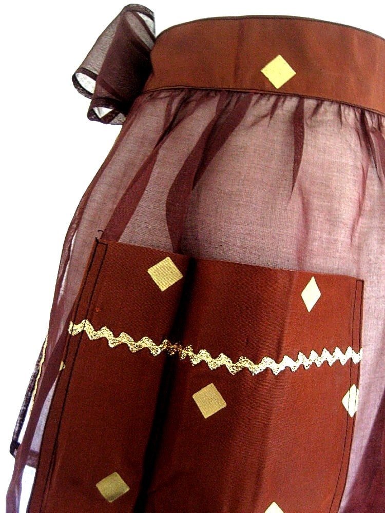 Vintage Braune Organza Küchenschürze Mit Goldrand Vintage Braune Organza Küchenschürze Mit Goldrand von RenaissanceProfessor