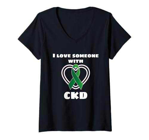Damen Ich Liebe jemanden mit CKD-Nierenerkrankung: Unterstützung und Bewusstsein T-Shirt mit V-Ausschnitt Damen Ich Liebe jemanden mit CKD-Nierenerkrankung: Unterstützung und Bewusstsein T-Shirt mit V-Ausschnitt von Renal Patient Family Member